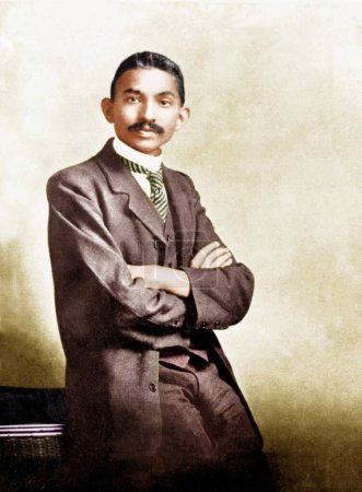 Téléchargez les photos : Vieille photo vintage de Mahatma Gandhi comme avocat Afrique du Sud, 1906 - en image libre de droit