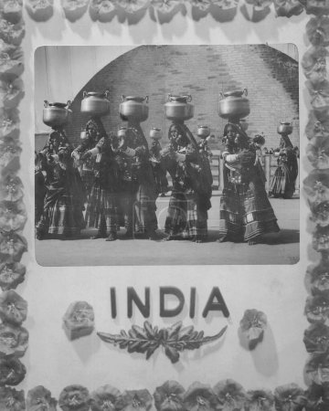 Photo for Old vintage black and white early 1900s silver gelatin toned print Indian women dancing India - Royalty Free Image
