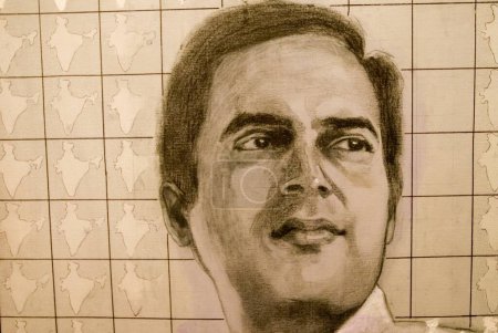Photo for Painting of former Prime minister Rajiv Gandhi , India - Royalty Free Image