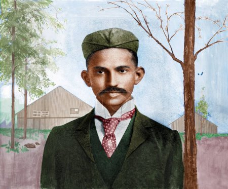 Téléchargez les photos : Vieille photo vintage du Mahatma Gandhi en Afrique du Sud, 1895 - en image libre de droit