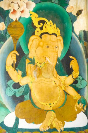 Téléchargez les photos : Peinture du dieu ganesha au monastère de Rumtek, Sikkim, Inde - en image libre de droit