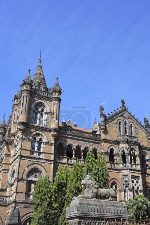 Photo for Chhatrapati Shivaji  Terminus (formerly Victoria Terminus) Victorian gothic revival architecture blended with Indian traditional architecture built between 1878 and 1888 Indian Railway Station ; Bombay now Mumbai ; Maharashtra ; India UNESCO World He - Royalty Free Image