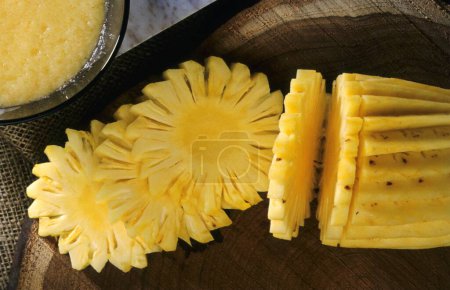 Photo for Fruit - Pineapple slices top view - Royalty Free Image