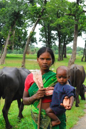 Photo for Ho tribes mother and child, Chakradharpur, Jharkhand, India - Royalty Free Image