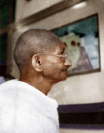 Foto de Antiguo foto vintage de Mahatma Gandhi, India, Asia, 1928 - Imagen libre de derechos