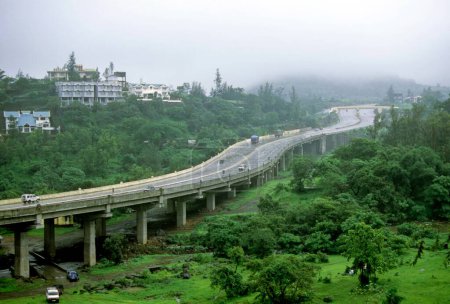 aerial view of mumbai pune expressway in monsoon, khandala, maharashtra, india 
