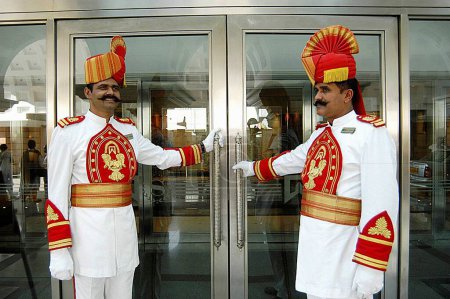 Photo for Five star hotel gatekeepers in Bombay Mumbai, Maharashtra, India - Royalty Free Image
