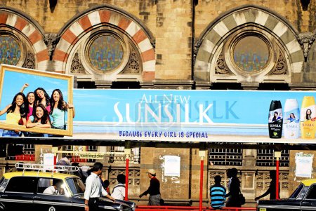 Photo for Bus stand near to the Victoria Terminus (VT) named Chhatrapati Shivaji Terminus Station (CST) ; Bombay Mumbai ; Maharashtra ; India - Royalty Free Image
