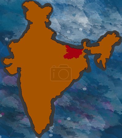 Téléchargez les photos : Illustration Bihar Carte de localisation Inde - en image libre de droit