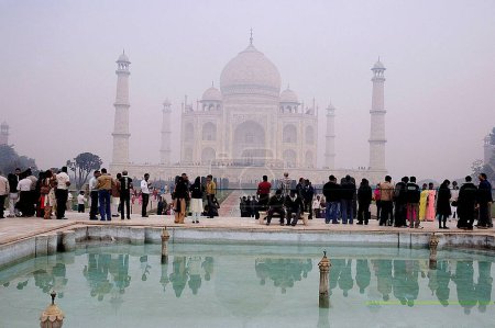 Photo for Fog surrounding Taj Mahal in morning ; Agra ; Uttar Pradesh ; India - Royalty Free Image