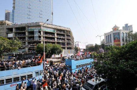 Photo for Balasaheb Thackeray Funeral Procession Crowd shots and General Shots on road mumbai maharashtra Nov 2012 - Royalty Free Image