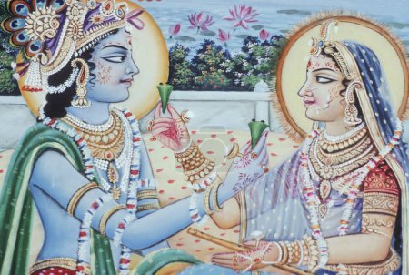 Photo for Radha Krishna Miniature Painting - Royalty Free Image