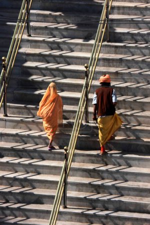 Photo for Devotees climbing steps of temple, Rajasthan, India - Royalty Free Image
