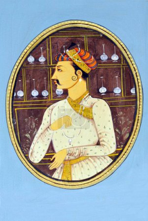 Téléchargez les photos : Peinture miniature de l'empereur moghol Akbar Inde Asie - en image libre de droit