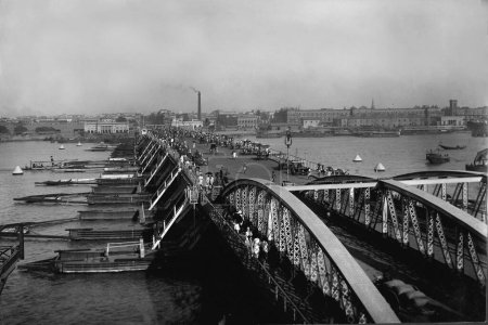 Photo for Vintage Photo of hooghly Bridge, Kolkata, West Bengal, Asia, India, 1910 - Royalty Free Image