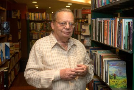 Photo for South Asian Indian  author Ruskin Bond at oxford book store, churchgate, Bombay Mumbai, Maharashtra, India - Royalty Free Image