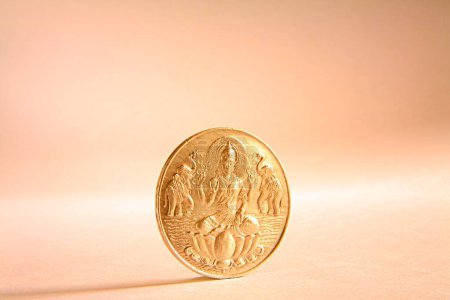 Photo for Gold coin with goddess Lakshmi picture , India - Royalty Free Image