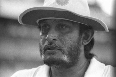 Téléchargez les photos : Sandeep Patil Cricketer, photo noir et blanc - en image libre de droit