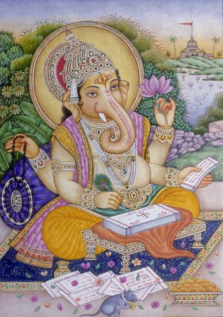 Téléchargez les photos : Lord Ganesh ganpati Peinture miniature sur papier - en image libre de droit