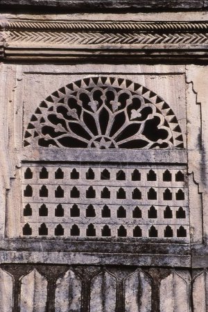 Steinjalli von Manmandir Palace, Gwalior Fort, Madhya Pradesh, Indien, Asien