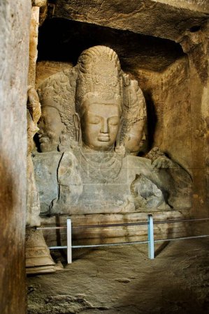 Photo for Mahesa Murti in Elephanta caves ; Bombay Mumbai ; Maharashtra ; India ; Asia - Royalty Free Image
