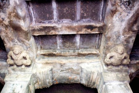 Photo for Statue carved on pillar ; Ajanta caves ; Aurangabad ; Maharashtra ; India - Royalty Free Image