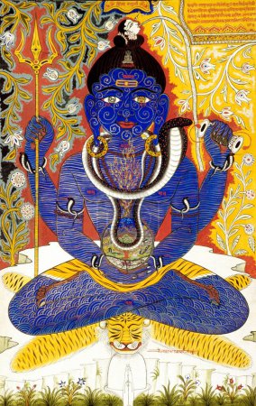 Photo for Lord Shiva Shanker Miniature Painting on Paper Tantrik - Royalty Free Image