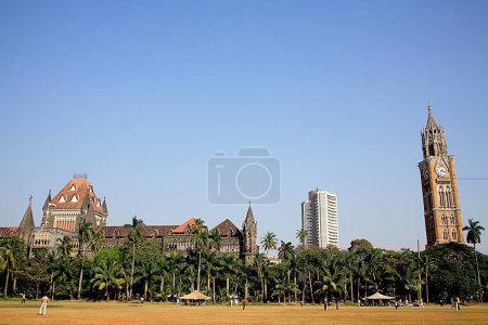 Photo for High Court Bombay Stock Exchange and Rajabai Clock Tower ; Churchgate ; Bombay Mumbai ; Maharashtra ; India - Royalty Free Image