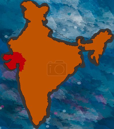 Téléchargez les photos : Illustration Gujarat Carte de localisation Inde - en image libre de droit