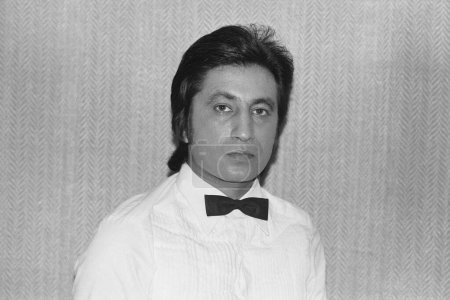 Téléchargez les photos : Vieux millésime indien années 1980 noir et blanc bollywood cinéma hindi film acteur, Inde, Shakti Kapoor, acteur indien, comédien indien - en image libre de droit