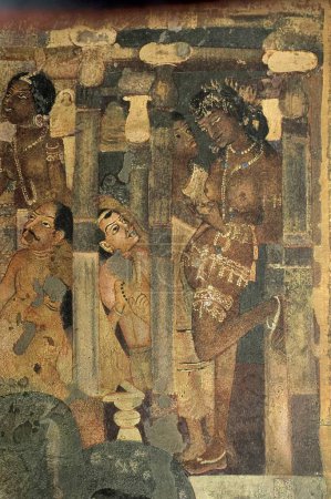 Foto de Frescos en cuevas Ajanta, Aurangabad, Maharashtra, India - Imagen libre de derechos