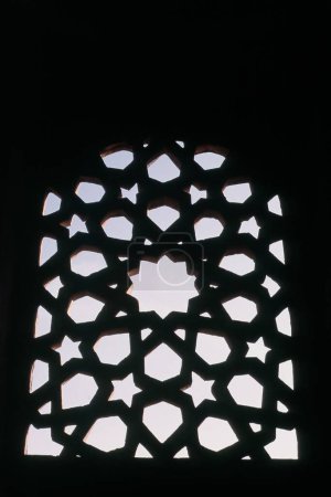 Window of Karn palace, Gwalior fort, Gwalior, Madhya Pradesh, India, Asia