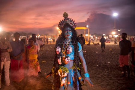 Téléchargez les photos : Robe de femme en déesse hindoue Kali, Tamil Nadu, Inde, Asie - en image libre de droit