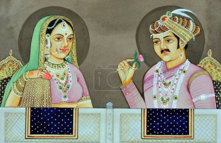 Foto de Pintura en miniatura de Akbar con Jodha Bai India Asia - Imagen libre de derechos