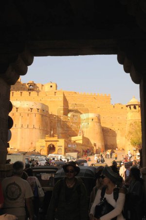 Photo for View of Jaislamer fort made of sandstone with imposing wall ; Jaisalmer ; Rajasthan ; India - Royalty Free Image