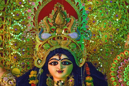 Photo for Idol of goddess durga in navratri durga pooja festival ; Bombay Mumbai ; Maharashtra ; India 28-September-2009 - Royalty Free Image