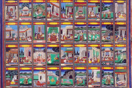 Téléchargez les photos : Peinture miniature, rajasthan, Inde, asie - en image libre de droit