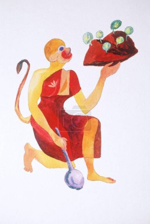 Foto de Pintura de Hanuman sobre blanco - Imagen libre de derechos