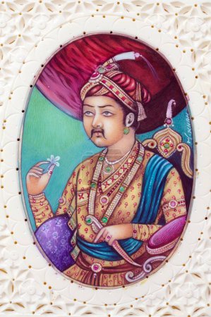 Téléchargez les photos : Peinture miniature de l'empereur mughal akbar - en image libre de droit