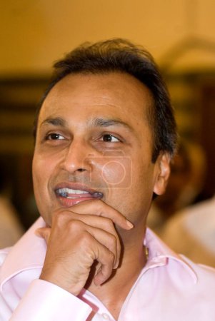 Téléchargez les photos : Homme d'affaires sud-asiatique indien et directeur général de l'industrie de la dépendance M. Anil Ambani au salon Harmony ; Bombay Mumbai ; Maharashtra ; Inde - en image libre de droit