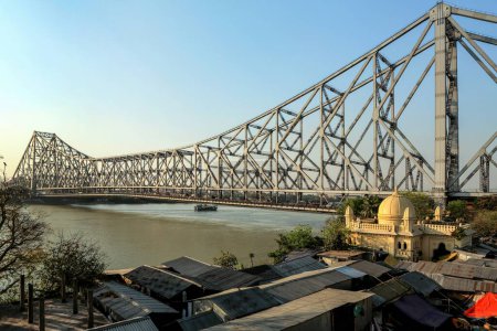 Photo for Howrah Bridge in Hooghly River, West Bengal, India, Asia - Royalty Free Image