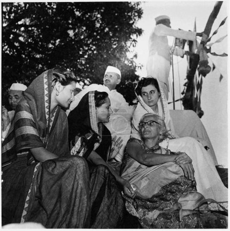 Photo for Indira Gandhi, Lal Bahadur Shastri visiting Rural India, Uttar Pradesh, India, 1953. - Royalty Free Image