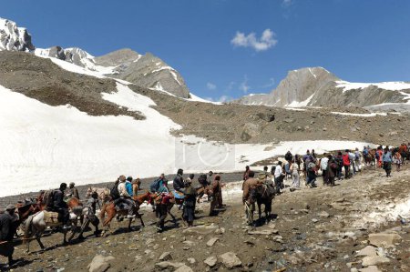 Photo for Pilgrim, mahagunas pass, amarnath yatra, Jammu Kashmir, India, Asia - Royalty Free Image
