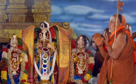 Photo for Shankaracharya of Kanchi praying to Lord Balaji, Mumbai, Maharashtra, India, Asia - Royalty Free Image