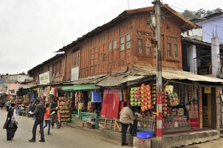 Photo for Shops and old buildings on the market road ranikhet almoda uttarakhand India Asia - Royalty Free Image