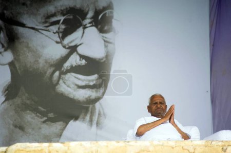 Foto de Anna Hazare rápido en Ramlila Maidan Nueva Delhi India Asia - Imagen libre de derechos