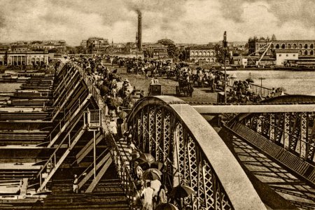 Téléchargez les photos : Vintage photo de howrah bridge, kolkata, ouest du Bengale, Inde, Asie - en image libre de droit