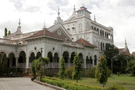 Unique architecture of Aga Khan palace built in 1892 by Sultan Mohamed Shah ; Pune ; Maharashtra ; India