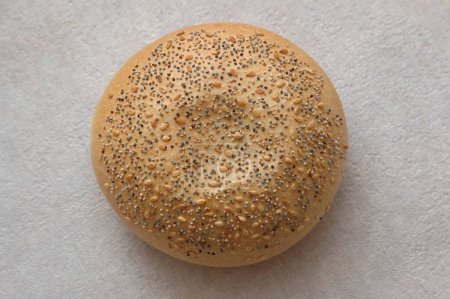 Photo for Food , Rosen bread (bread topped with onion seeds and sesame seeds) Bakery , top angle - Royalty Free Image
