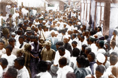 Foto de Antigua foto vintage de Mahatma Gandhi durante una visita a Madras, India, Asia, 1925 - Imagen libre de derechos